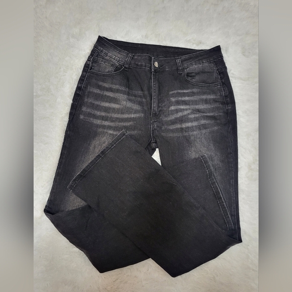 Kunmi Women's Black Denim Wide Leg Jeans Size 12 - Picture 4 of 9